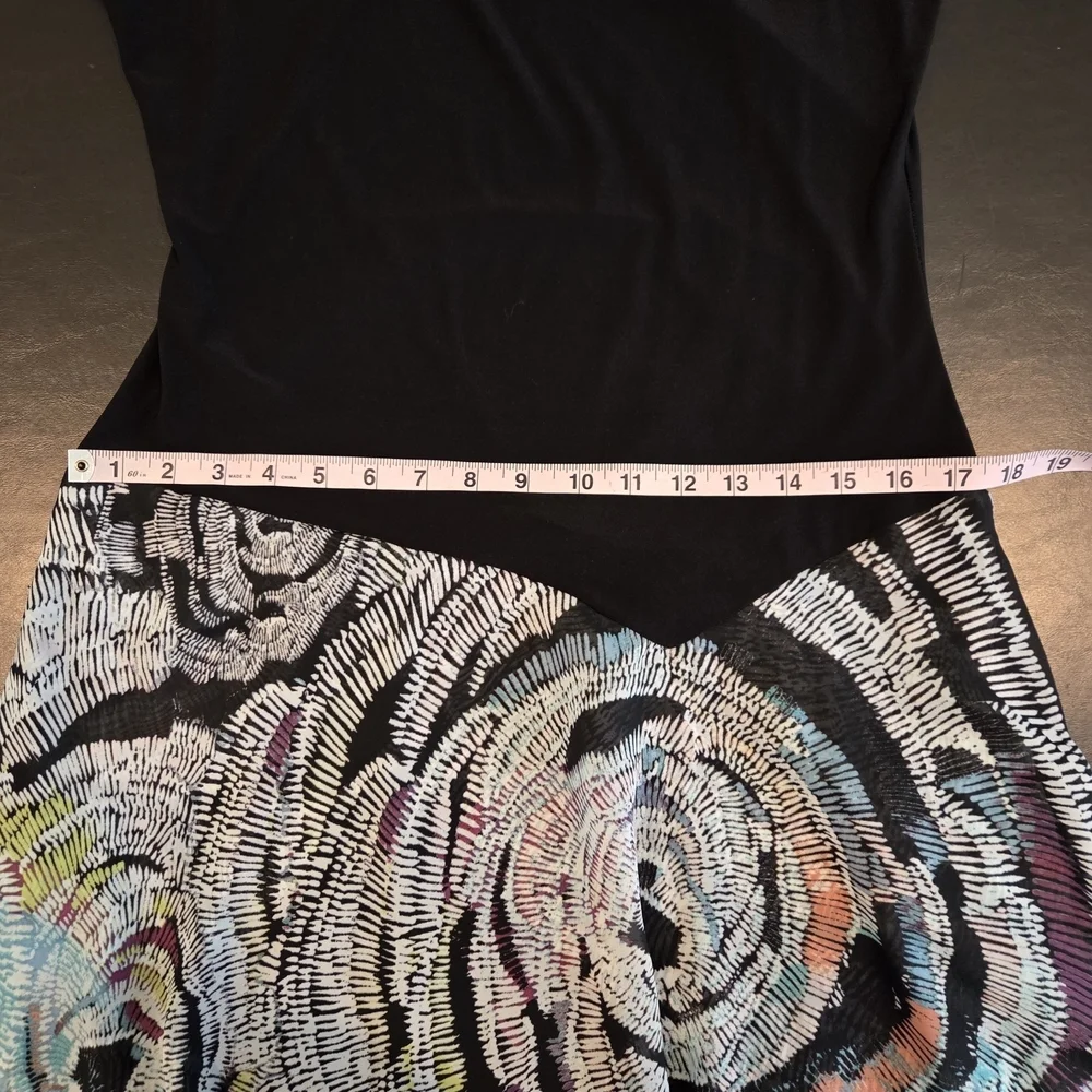 MSK Black With Multi Colored Dress Sleeveless Size Medium Asymmetrical